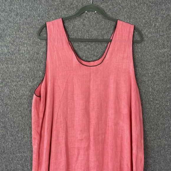 Cynthia Ashby Deep Salmon Sleeveless Flowy Lightweight Linen Midi Dress Large - Picture 5 of 9